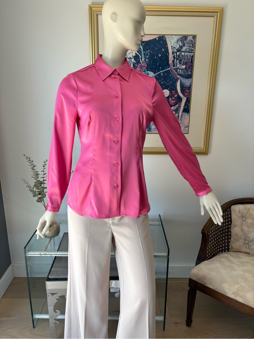 InwearWomen's Fitted Pink Button-Up Blouse